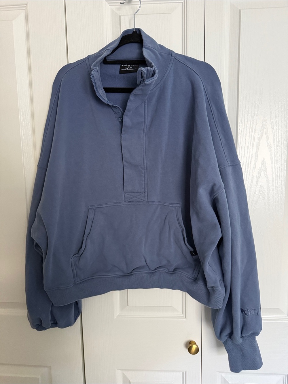 POPFLEX Blue Pullover Quarter-Snap Sweatshirt